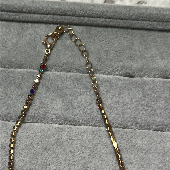 Colorful Gemstone Gold Tone Jewelry Set Necklace & Bracelet Set Matching Pair - Picture 5 of 11